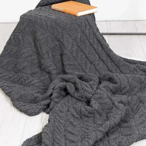 Aran Woollen Mills Super Soft Merino Throw In Charcoal* Throws