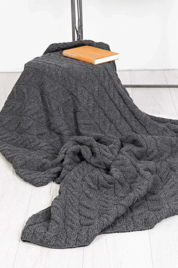 Aran Woollen Mills Super Soft Merino Throw In Charcoal* Throws