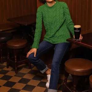 Aran Woollen Mills Super Soft Raglan Crew Sweater In Green*Women Jumpers & Cardigans