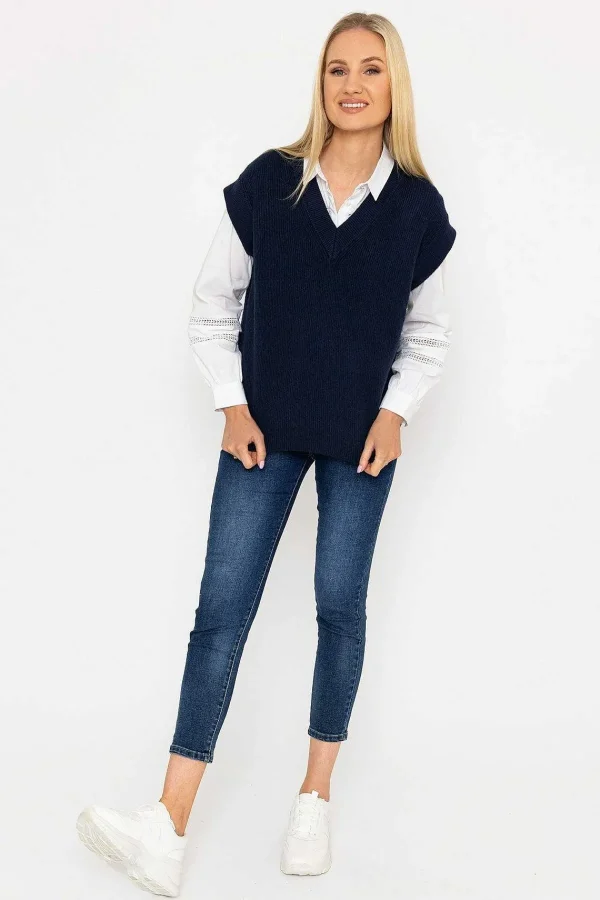 J'aime la Vie Sweater Vest In Navy*Women Jumpers & Cardigans