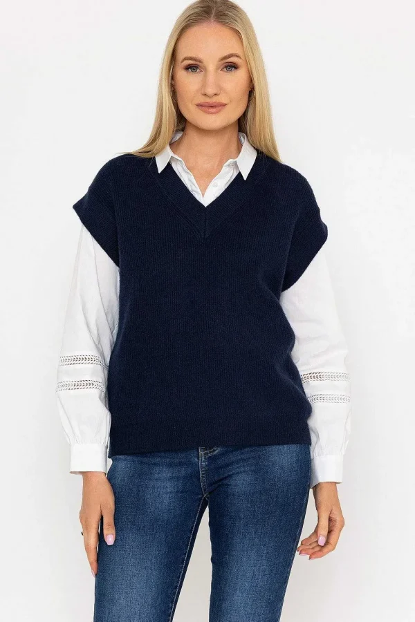 J'aime la Vie Sweater Vest In Navy*Women Jumpers & Cardigans