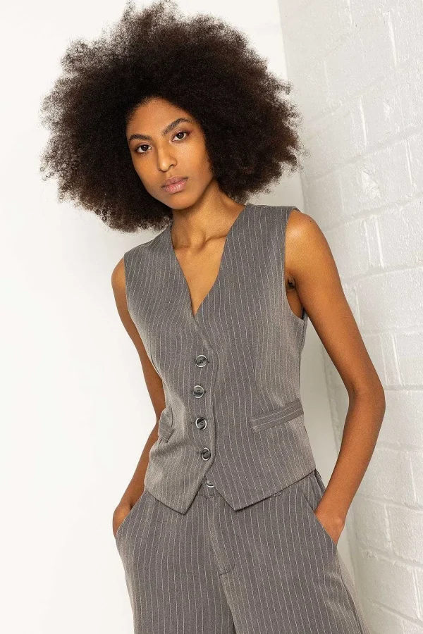 Pala D'oro Sport Tailored Waistcoat In Grey*Women Tops & Blouses