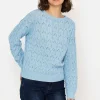 Kelly & Grace Weekend Textured Crew Neck In Blue*Women Jumpers & Cardigans