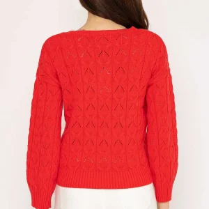 Kelly & Grace Weekend Textured Crew Neck In Red*Women Jumpers & Cardigans