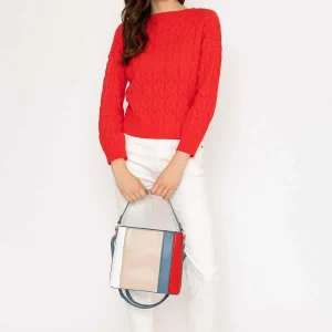 Kelly & Grace Weekend Textured Crew Neck In Red*Women Jumpers & Cardigans