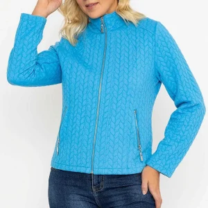 Voulez Vous Textured Jersey Zip Jacket In Blue*Women Coats & Jackets