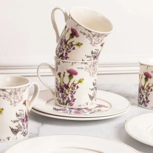 Newgrange Living Thistle White Bone China Set Of 4 Mugs* Homeware