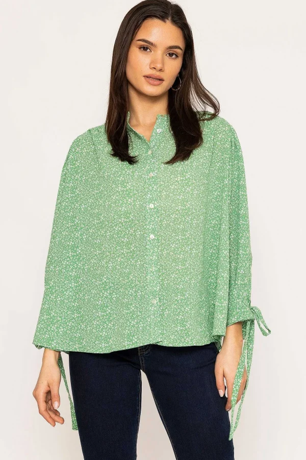 Rowen Avenue Tie Sleeve Blouse In Green*Women Tops & Blouses