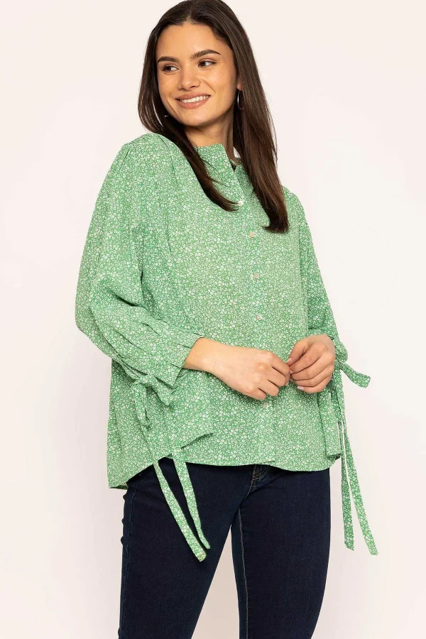 Rowen Avenue Tie Sleeve Blouse In Green*Women Tops & Blouses