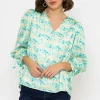 Rowen Avenue Tie Sleeve Top In Green Print*Women Tops & Blouses