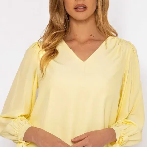 Rowen Avenue Tie Sleeve Top In Lemon*Women Tops & Blouses