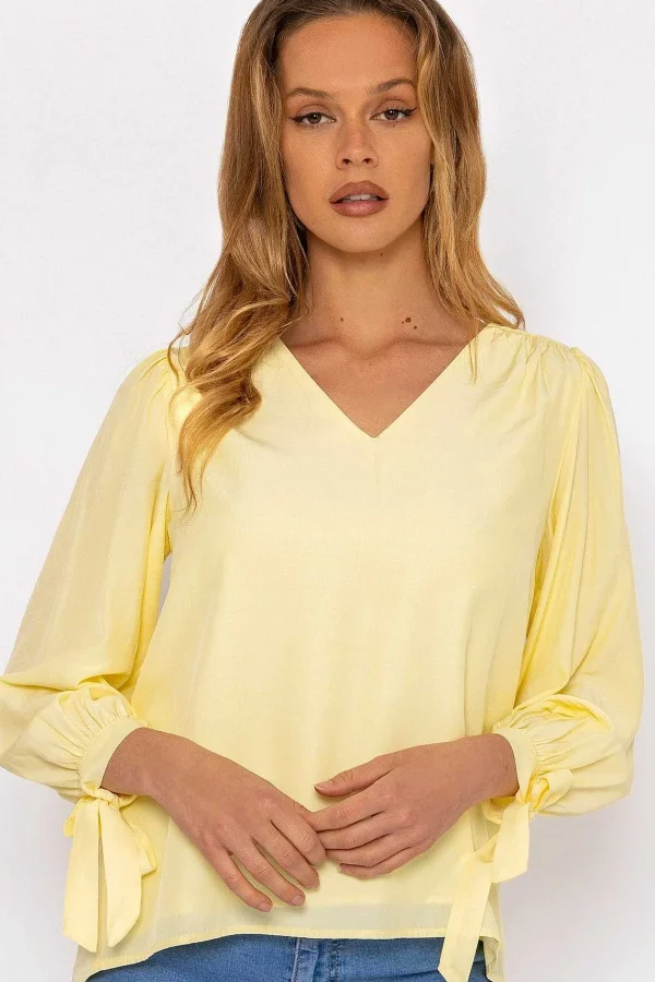 Rowen Avenue Tie Sleeve Top In Lemon*Women Tops & Blouses