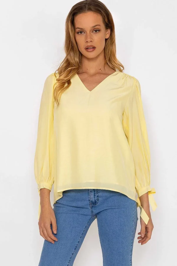 Rowen Avenue Tie Sleeve Top In Lemon*Women Tops & Blouses