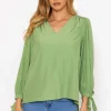 Rowen Avenue Tie Sleeve Top In Sage*Women Tops & Blouses