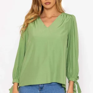 Rowen Avenue Tie Sleeve Top In Sage*Women Tops & Blouses