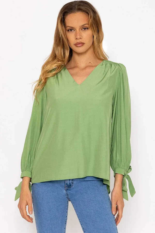 Rowen Avenue Tie Sleeve Top In Sage*Women Tops & Blouses