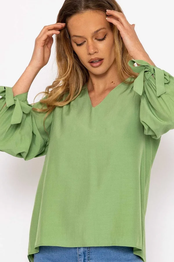 Rowen Avenue Tie Sleeve Top In Sage*Women Tops & Blouses