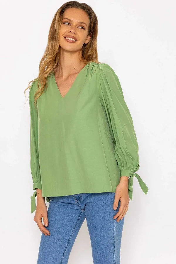 Rowen Avenue Tie Sleeve Top In Sage*Women Tops & Blouses