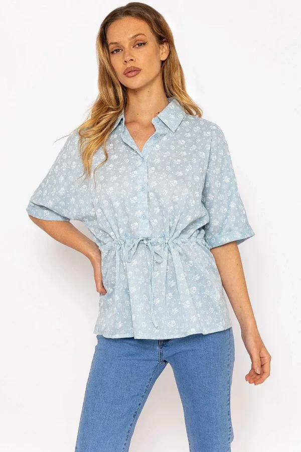 Rowen Avenue Tie Waist Blouse In Blue*Women Tops & Blouses