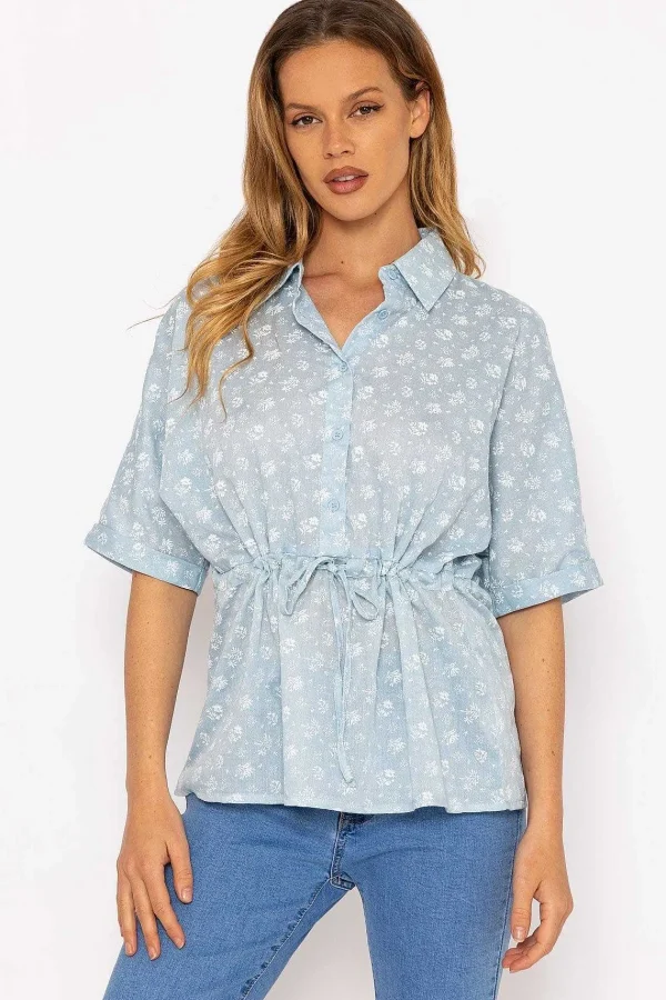 Rowen Avenue Tie Waist Blouse In Blue*Women Tops & Blouses