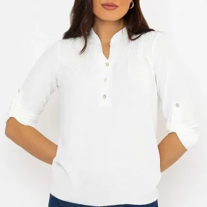 Pala D'oro Turn Up Sleeve Top In Ecru*Women Tops & Blouses