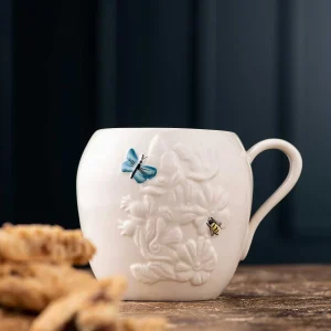 Belleek Turquoise Ceramic Wild Rose Mug* Homeware