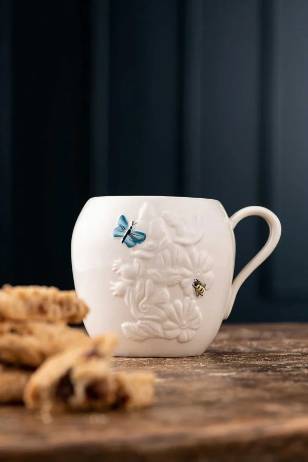 Belleek Turquoise Ceramic Wild Rose Mug* Homeware