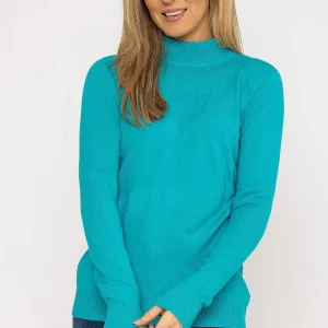 J'aime la Vie Turtleneck Knit In Aqua*Women Jumpers & Cardigans