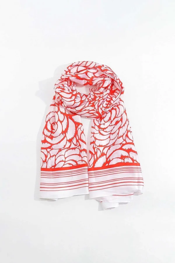 SOUL Accessories Two Tone Floral Scarf In Red* Accessories