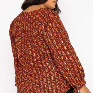 Rowen Avenue V Neck Tie Sleeve Top In Multi Print*Women Tops & Blouses