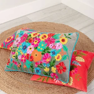 Carraig Donn HOME Velvet Floral Embroidered Cushion* Homeware