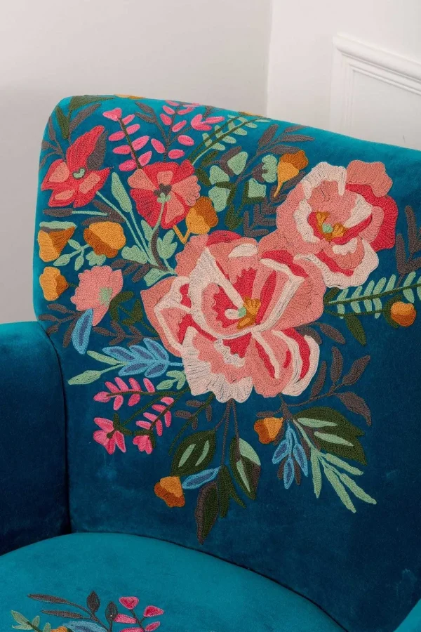 Carraig Donn HOME Velvet Floral Embroidered Armchair* Homeware