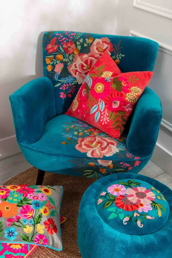 Carraig Donn HOME Velvet Floral Embroidered Armchair* Homeware