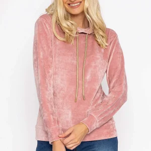 Kelly & Grace Weekend Velvet Hoody In Pink*Women Hoodies & Sweatshirts