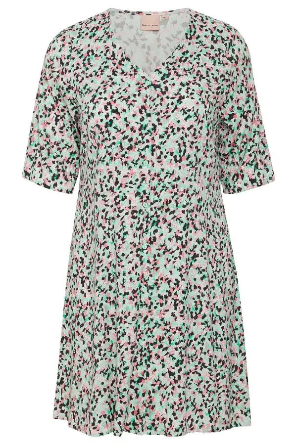 Simple Wish Viscose Dress In Green Print*Women Dresses & Jumpsuits