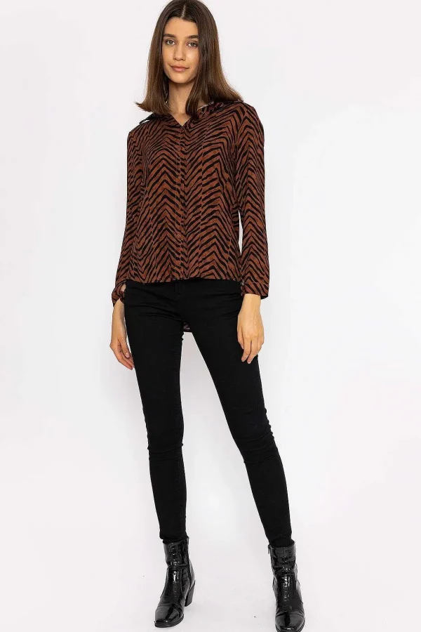 Rowen Avenue Viscose Shirt In Brown Animal Print*Women Tops & Blouses