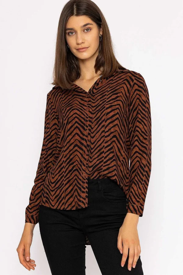 Rowen Avenue Viscose Shirt In Brown Animal Print*Women Tops & Blouses