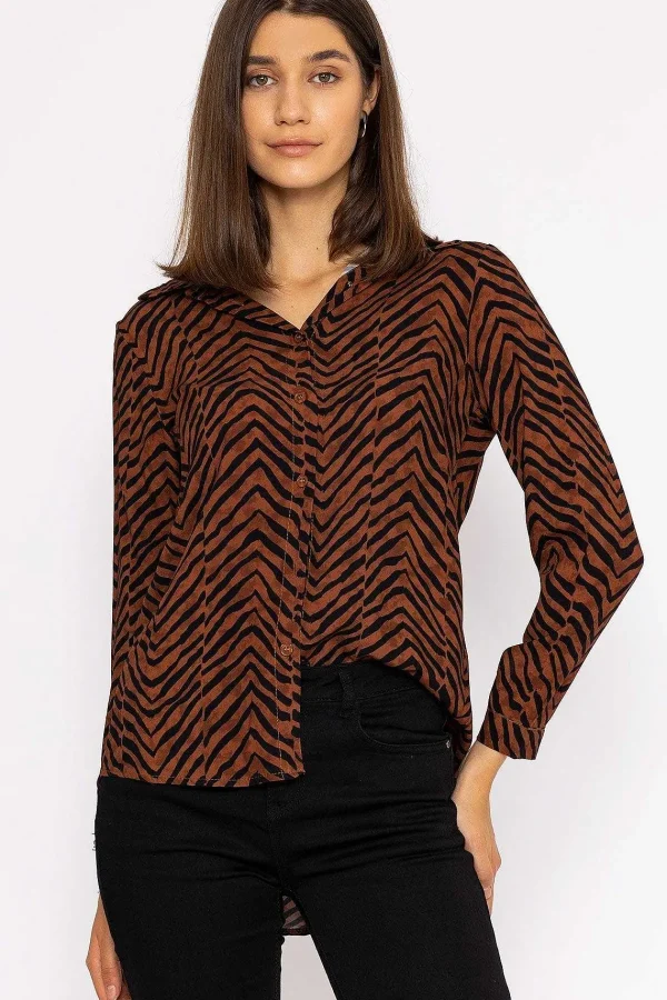 Rowen Avenue Viscose Shirt In Brown Animal Print*Women Tops & Blouses