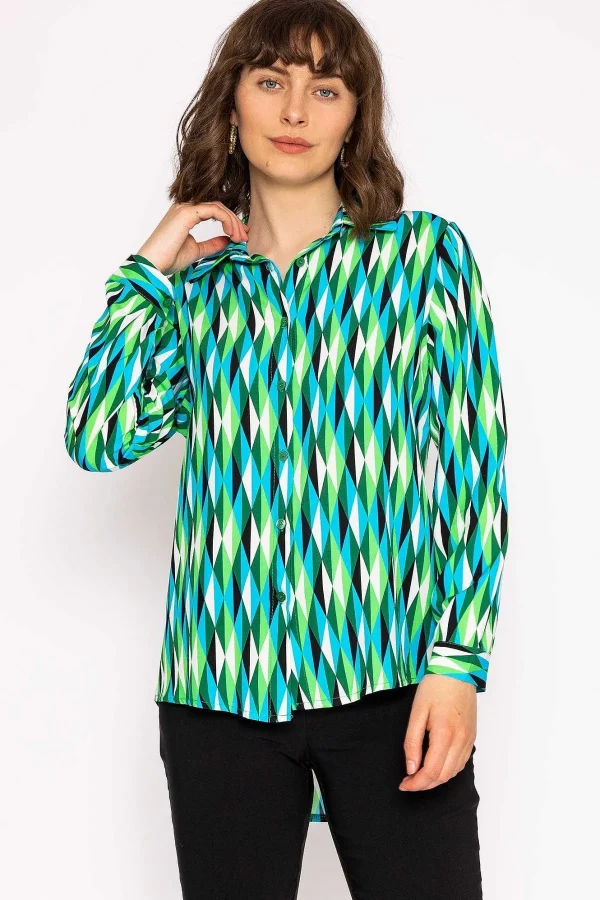 Rowen Avenue Viscose Shirt In Green Print*Women Tops & Blouses