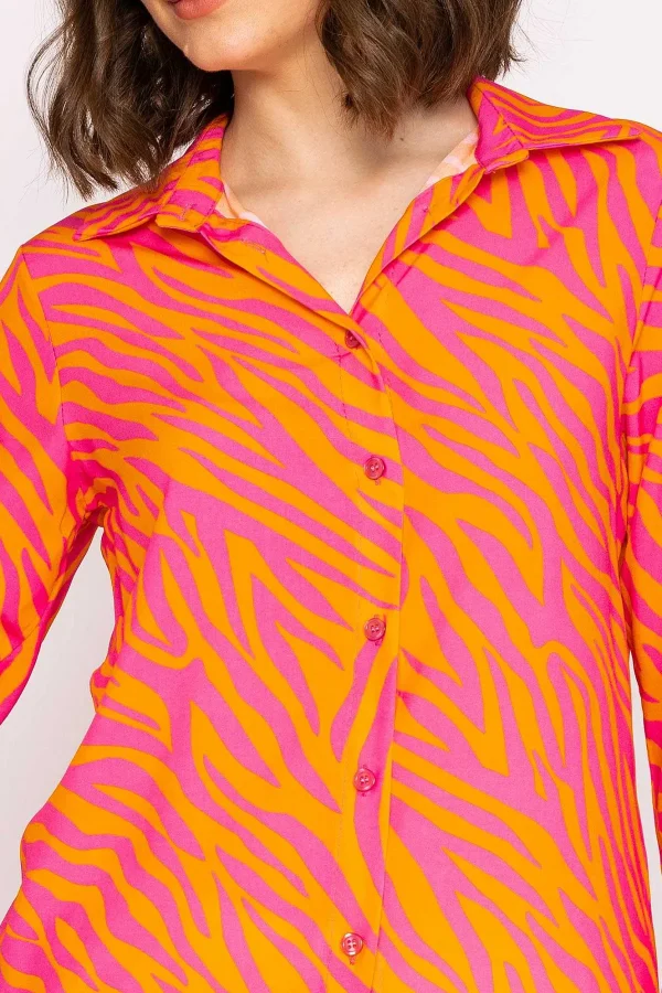 Rowen Avenue Viscose Shirt In Orange And Pink*Women Tops & Blouses