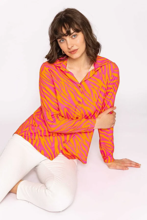 Rowen Avenue Viscose Shirt In Orange And Pink*Women Tops & Blouses