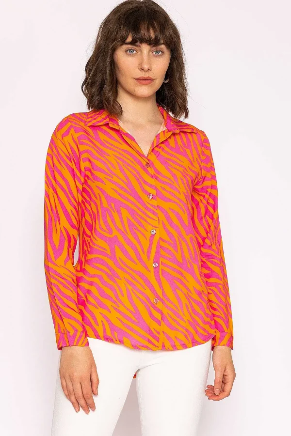 Rowen Avenue Viscose Shirt In Orange And Pink*Women Tops & Blouses