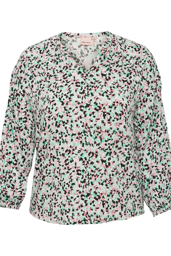 Simple Wish Viscose Top In Green Print*Women Tops & Blouses