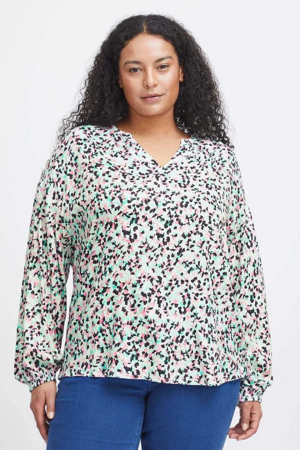 Simple Wish Viscose Top In Green Print*Women Tops & Blouses