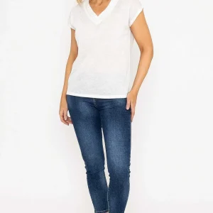 Voulez Vous V-Neck Slub Top With Neck Details In Ecru*Women Tops & Blouses