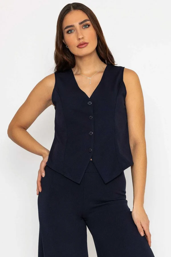 Pala D'oro Waistcoat In Navy*Women Tops & Blouses