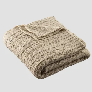 Galway Crystal Warm Grey Aran Knit Throw* Throws