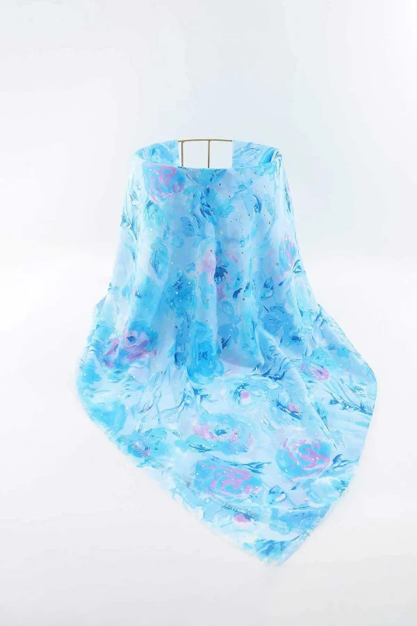 SOUL Accessories Watercolour Rose Scarf In Blue* Accessories
