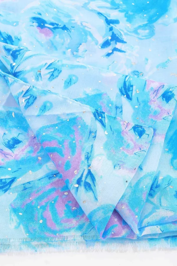 SOUL Accessories Watercolour Rose Scarf In Blue* Accessories