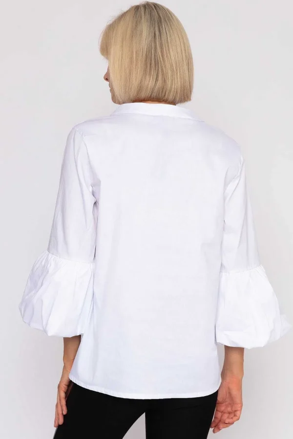 Pala D'oro White Balloon Cuff Shirt*Women Tops & Blouses